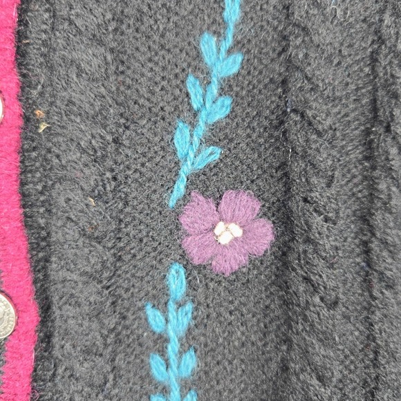 VTG Cambridge Spirit Wool Cardigan Floral Embroidered Sweater Knitwear‎ Womens M - Picture 6 of 10